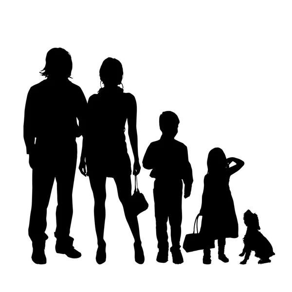 Zwart silhouet van een familie — Stockvector