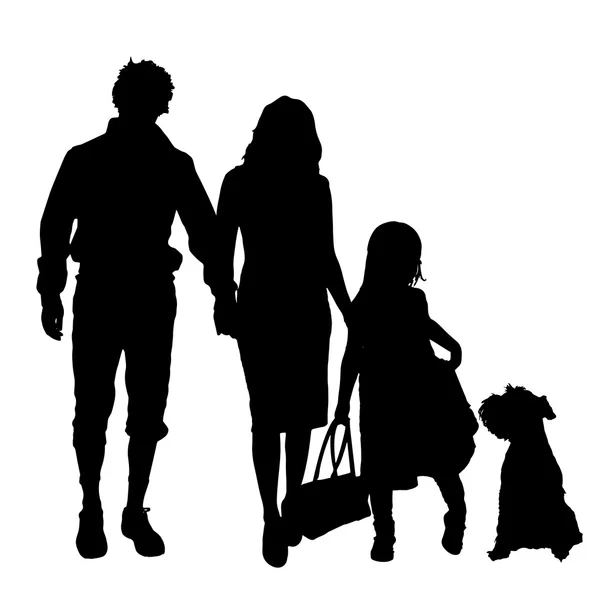 一个家庭的黑色剪影 — 图库矢量图片