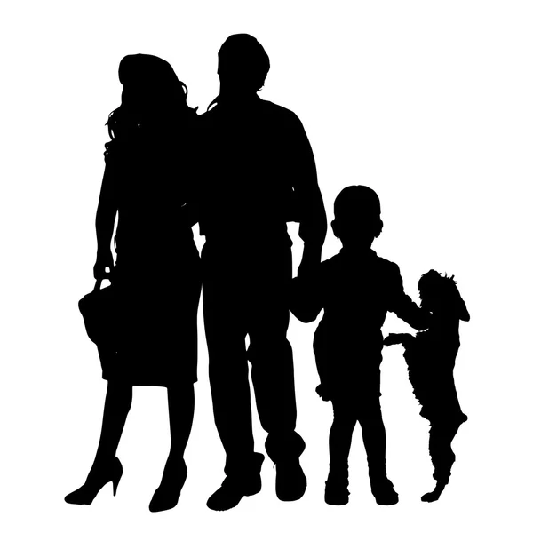 Black silhouette of a family — Stock Vector