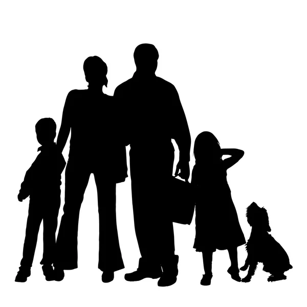 Schwarze Silhouette einer Familie — Stockvektor