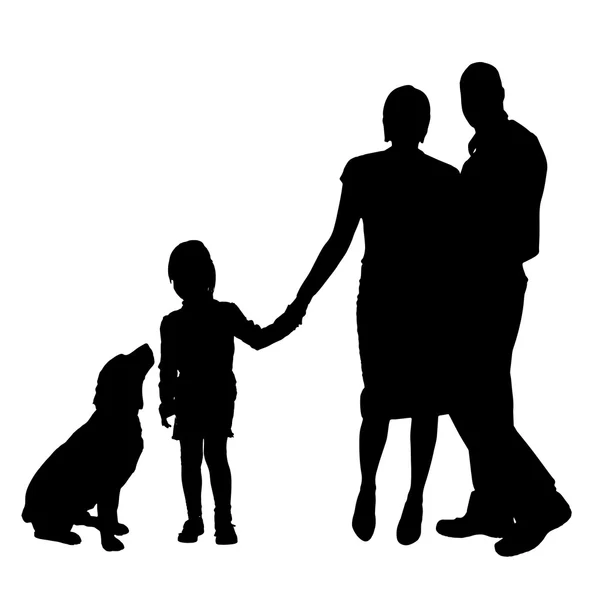 Silhouette nera di una famiglia — Vettoriale Stock