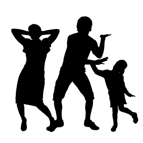 Silhouette nera di una famiglia — Vettoriale Stock