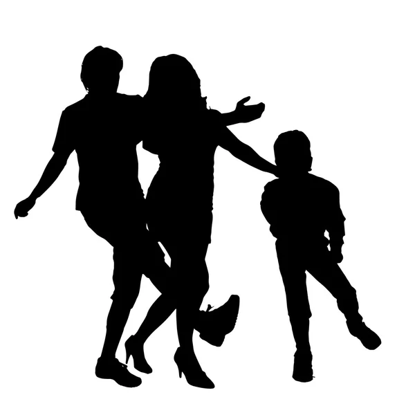 Silhouette noire d'une famille — Image vectorielle