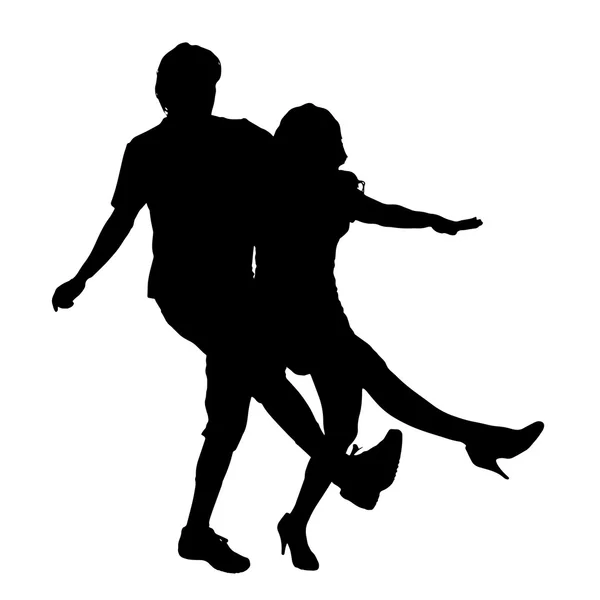 Silhouette noire de couple — Image vectorielle