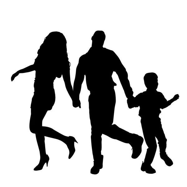 Silhouette nera di una famiglia — Vettoriale Stock