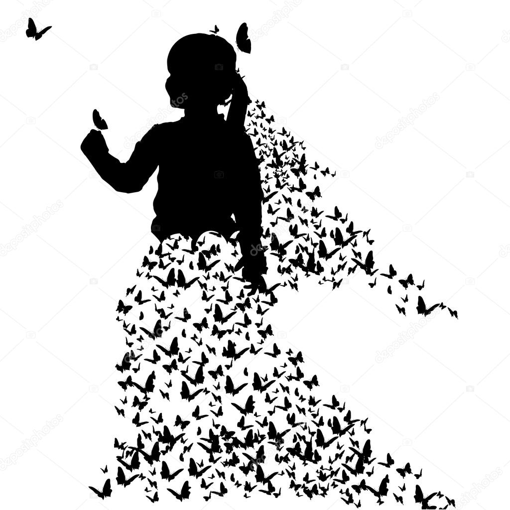 Download Una silueta de un hombre con mariposa y alas negras ...