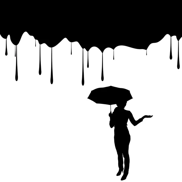 Silhouettes of woman with umbrella — Stock Vector
