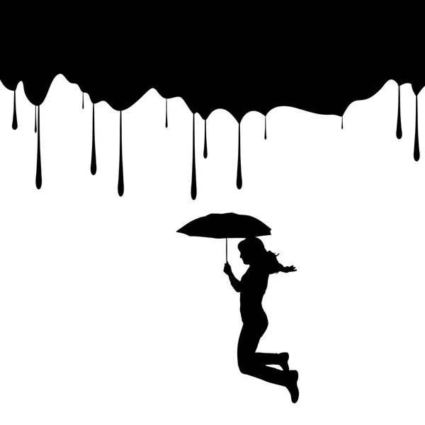 Silhouettes of woman with umbrella — Stock Vector