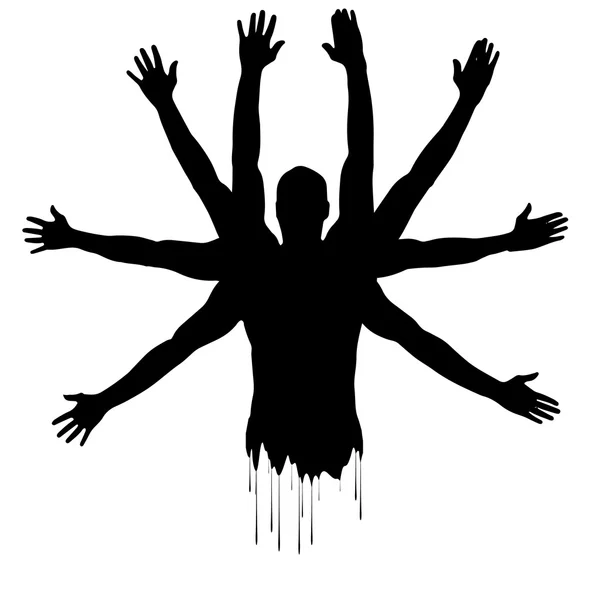 Silhouette de l'homme avec les mains — Image vectorielle