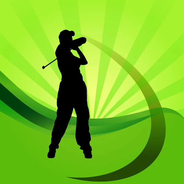 Silueta de mujer jugando al golf — Vector de stock