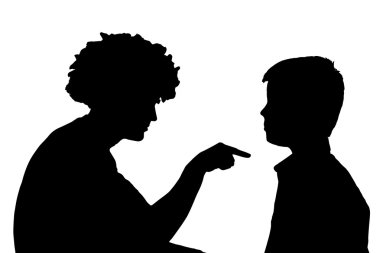 Siyah bir aile silüeti.