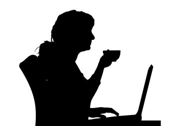 Siyah bir kadın silueti..