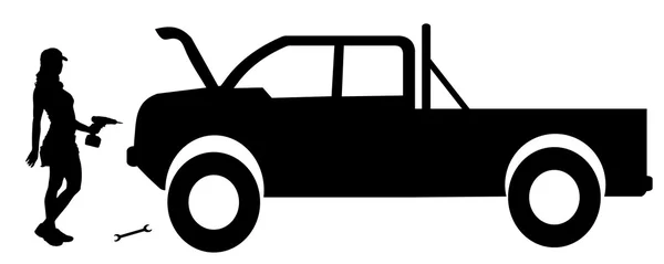 Silueta reparación de coches . — Vector de stock