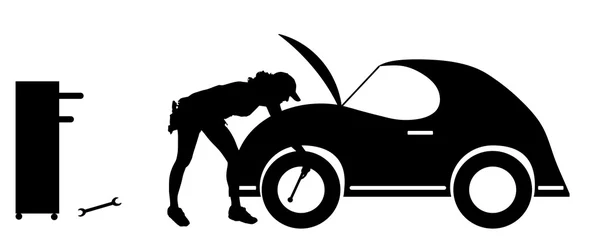 Silhouet autoreparaties. — Stockvector