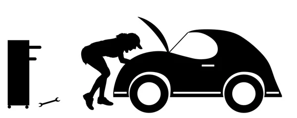 Silhouet autoreparaties. — Stockvector