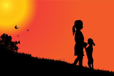 작은 여자의 실루엣silhouet van meisjeküçük kız silüeti.