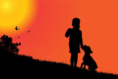 작은 여자의 실루엣silhouet van meisjeküçük kız silüeti.