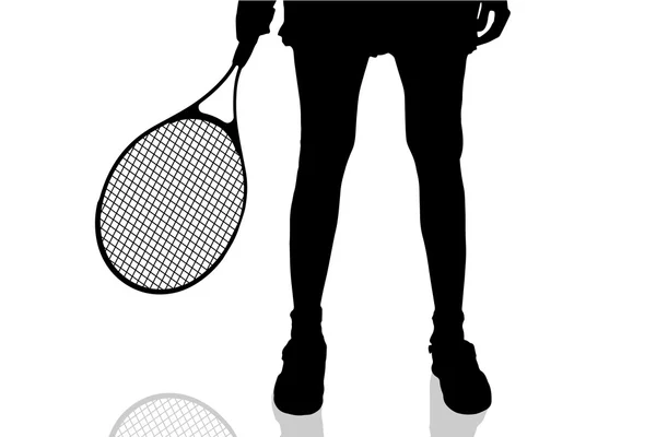 Beinsilhouette Frau spielt Tennis. — Stockvektor