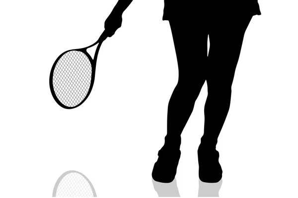 Silhouette of legs woman plays tennis. — Stock Vector