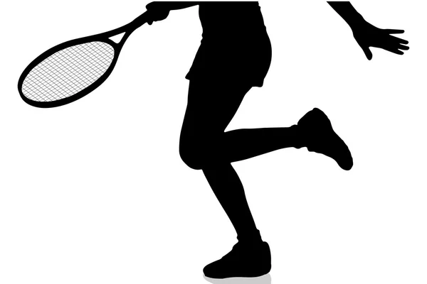 Silhouet van benen vrouw speelt tennis. — Stockvector