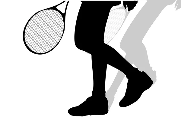 Beinsilhouette Frau spielt Tennis. — Stockvektor