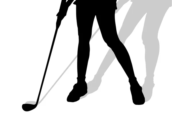 Silhouette di gambe donna gioca a golf . — Vettoriale Stock