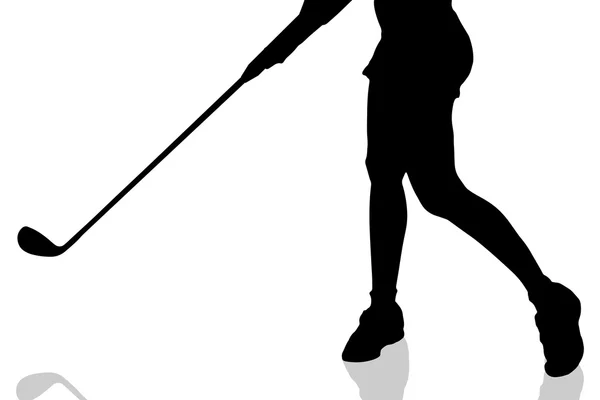 Silhuett av benen kvinna spelar golf. — Stock vektor