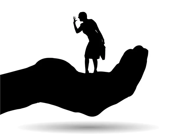 Silhouette of a woman on palm — Stock Vector