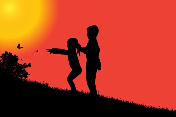 Silhouette de petits enfants . — Image vectorielle