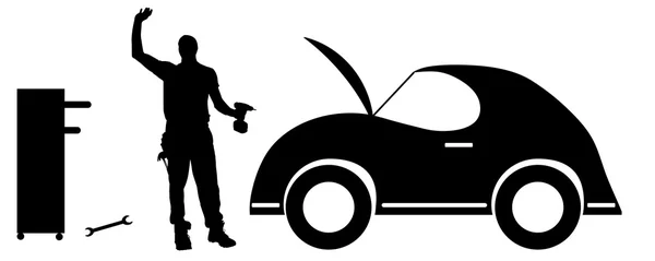 Silhouette Auto Reparaturen. — Stockvektor