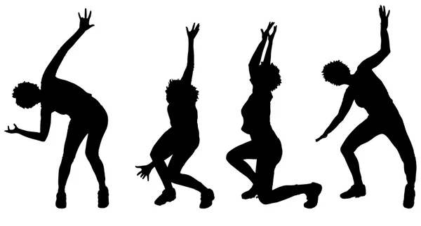 Silhouet van een vrouw die dansen. — Stockvector