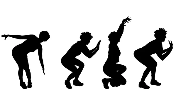 踊る女性のシルエット. — ストックベクタ