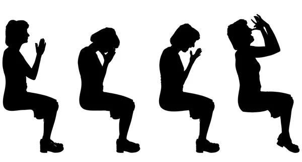 Silhouette einer Frau, die sitzt — Stockvektor