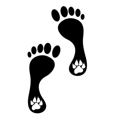 insan ve köpek ayak izleri
