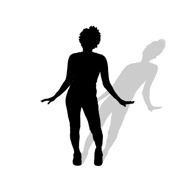 Silhouette of a woman who dances — 图库矢量图片