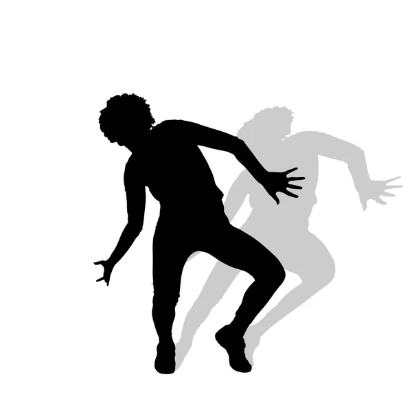 Silhouette of a woman who dances — Stok Vektör