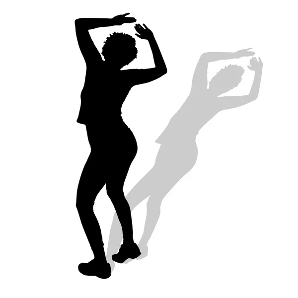 Silhouette of a woman who dances — Stockový vektor