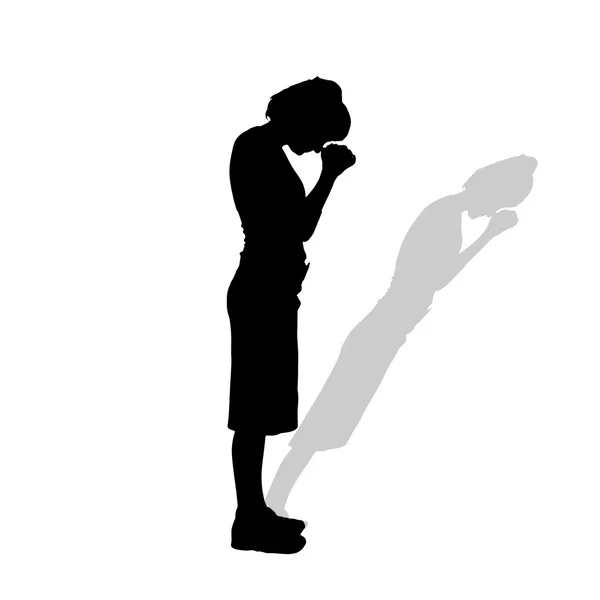 Silhouette d'une femme priant — Image vectorielle