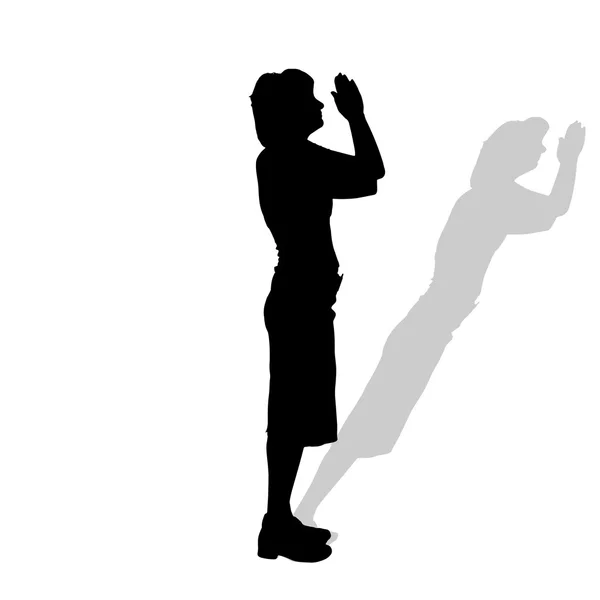 Silhouette of a woman praying — Stock Vector
