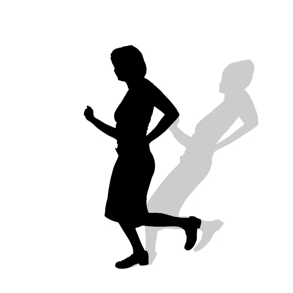Silhouette of a woman who run — ストックベクタ