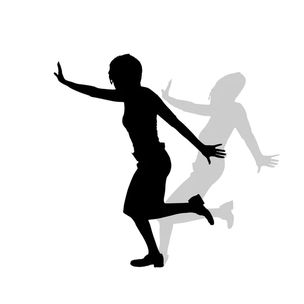 Silhouette di una donna che corre — Vettoriale Stock