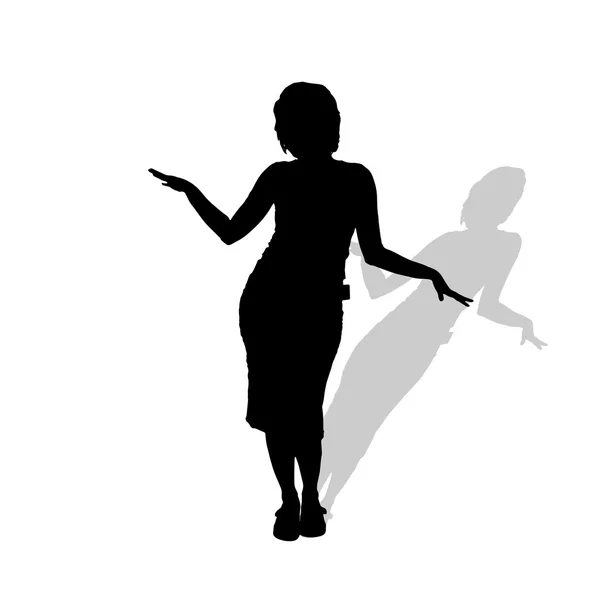 Silhouette of a woman who dances — ストックベクタ