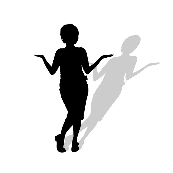 Silhouette of a woman who dances — Stok Vektör