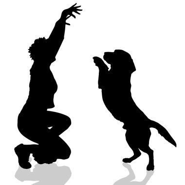 köpekli bir kadın silüeti