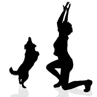 köpekli bir kadın silüeti