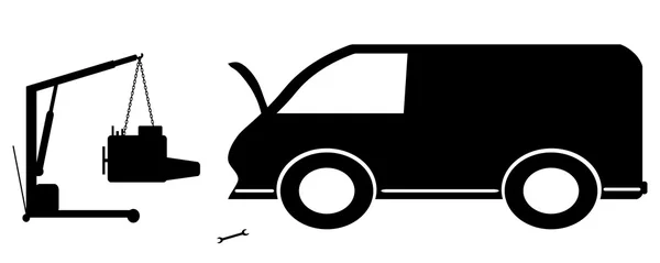 Silhouette réparation automobile . — Image vectorielle