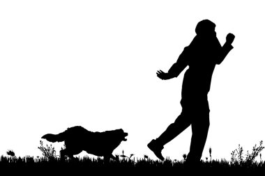 Köpekli bir adamın silueti..