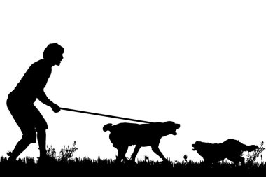 Köpekli bir adamın silueti..