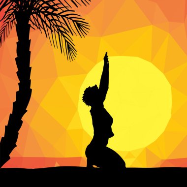 palmiye ve deniz günbatımı