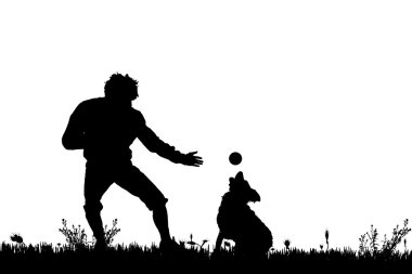 Köpekli bir adamın silueti..